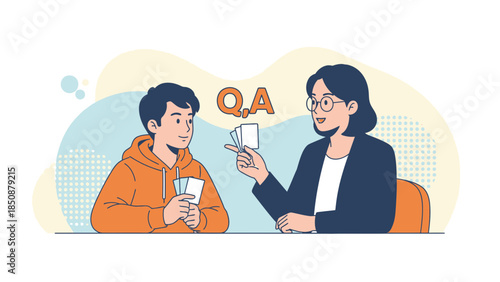 Educational Interview Scene Depicting Question and Answer in a Classroom or Office Setting
