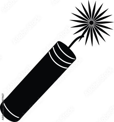 vector illustration of a black firecracker on isolated background