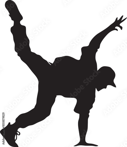 Young Boy Performing Gymnastics Silhouette Action Pos