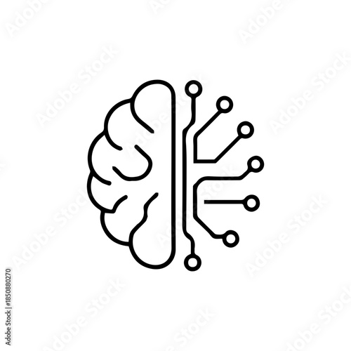 artificial intelegence brain vector icon.