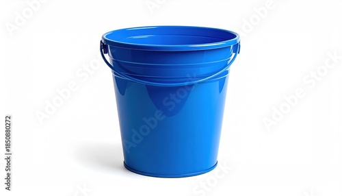 Glossy Blue Bucket Isolated on White Background: Clean, Modern, Minimalist Design