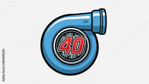 Turbocharger 40 Icon - Blue Automotive Engine Performance Boost Symbol logotypelogoicon.