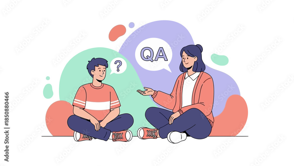 Fototapeta premium Child and woman engaging in a QA session in a friendly educational setting