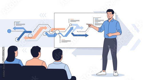 business presentation with statistics and growth charts for strategic planning