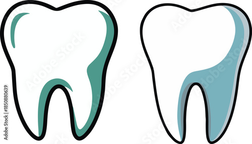 vector art of tooth isolated on white background