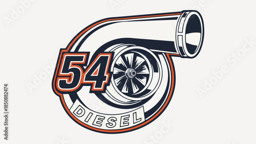 54 Diesel Turbocharger Logo - Automotive Performance Engine Power Emblem logotypelogoicon.