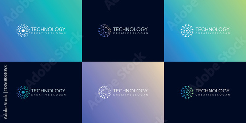 Modern Network Connection Abstract Symbol Logo Template for IT and Software Business Gradient Vector Design