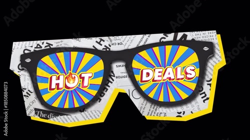 Pop Art Sunglasses with Hot Deals Collage Animation