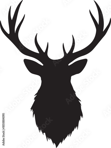 reindeer head silhouette vector illustration