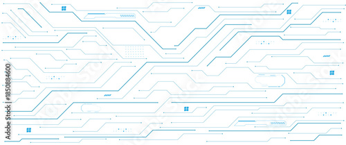 Vectors Abstract connecting lines and dots. AIsolated abstract digital AI chip or semiconductor with circuit board wires and electronics components.