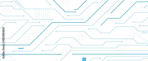 Vectors Abstract connecting lines and dots. AIsolated abstract digital AI chip or semiconductor with circuit board wires and electronics components.