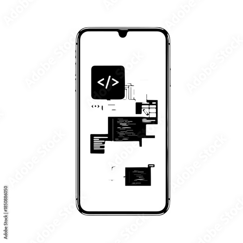 Smartphone display with code snippets