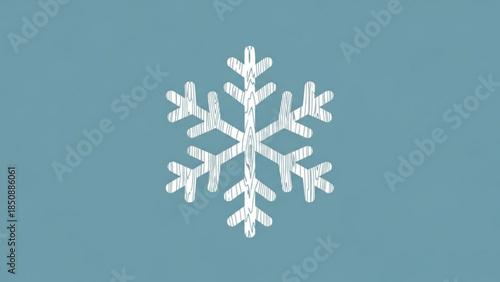 White snowflake on blue background, winter weather symbol, frosty design element, cold climate icon, snow illustration, frozen crystal pattern, icy texture, graphic