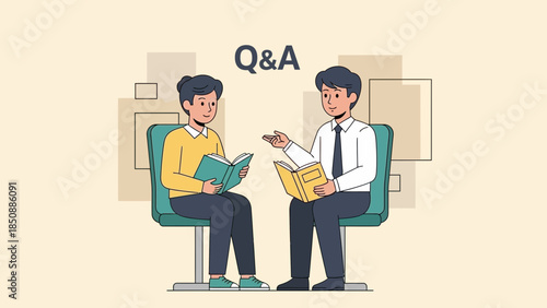 business interview or counseling session between a young woman and a male professional in an