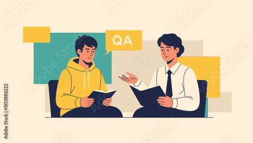 Interview Scenario Depicting Candidate and HR discussing in a relaxed office environment