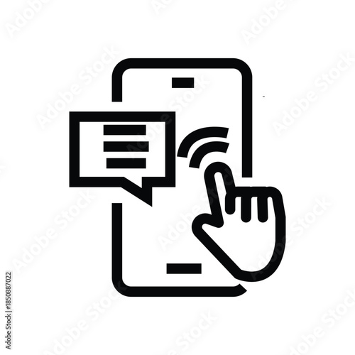 Hand Clicking on Mobile Phone with Chat Bubble