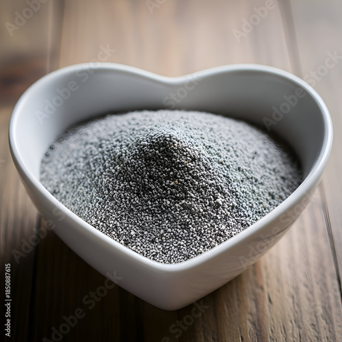 Black  White Texture in Heart Bowl on Wood