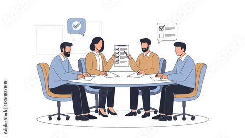 Professional Business Meeting and Team Collaboration in Modern Office Setting