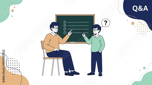 interactive classroom discussion with teacher and student engaging in a question and answer session