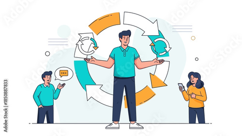 Teamwork and Collaboration in Business Process Management Illustration