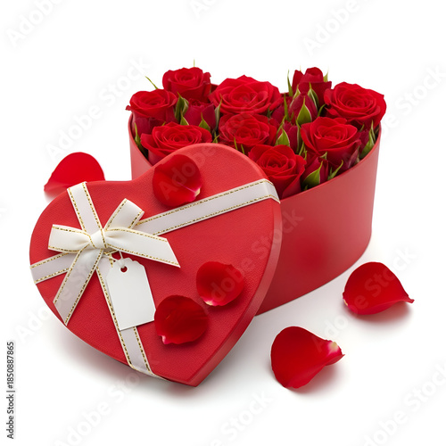 Valentines Red Roses HeartShaped Gift Box