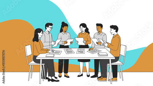 diverse team of young professionals collaborating during business meeting in modern office setting