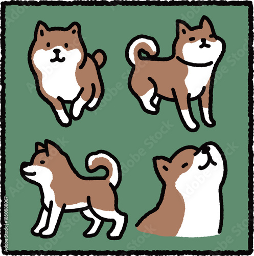 Cute Hand-Drawn Shiba Inu Dog Illustration Set – Cartoon Pet Animal