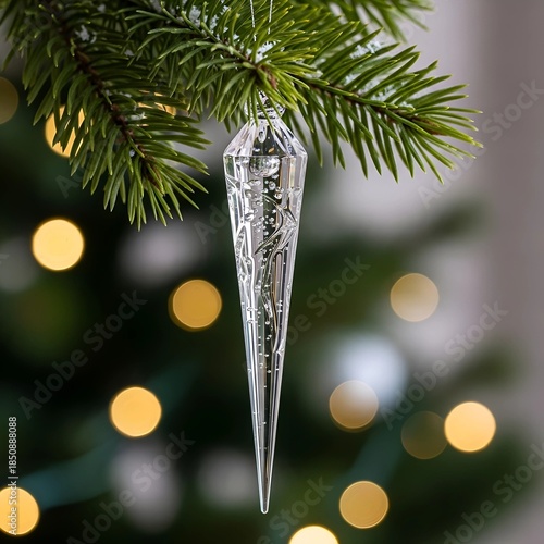 Wallpaper Mural Cute Transparent Icicle with Swirls Beautiful Christmas Ornament on Magical Holiday Tree Background Torontodigital.ca