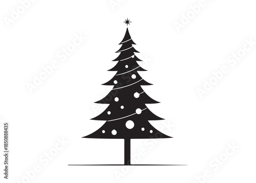 christmas tree logo silhouette vector, Pine tree logo icon silhouette, Christmas Tree logo design vector illustration, vector silhouette of a pine tree logo silhouette on white background.