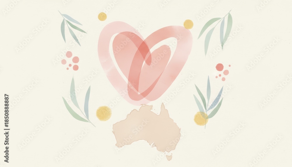 Fototapeta premium Celebrating love through artistic expression in australia a heartfelt illustration of connection creativity and community in a serene environment