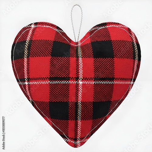 Wallpaper Mural Cute Buffalo Check Heart in Red Plaid Beautiful Christmas Ornament Hanging on Simple Background Torontodigital.ca