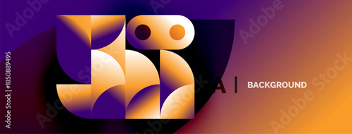 Abstract owl design. Vibrant orange, purple gradients create modern look. Minimalist style, digital illustration.