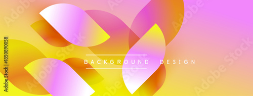 Abstract vibrant background. Overlapping circles create dynamic gradient effect. Pink, yellow, orange hues dominate composition. Modern design element.