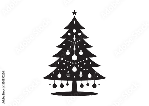 christmas tree logo silhouette vector, Pine tree logo icon silhouette, Christmas Tree logo design vector illustration, vector silhouette of a pine tree logo silhouette on white background.