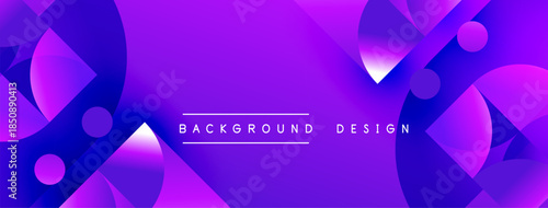 Abstract purple design features overlapping shapes, gradients. Modern aesthetic suitable for digital backgrounds, presentations.