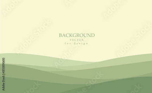 Minimal vector background with soft green layered hills and a light pastel sky. Simple abstract landscape perfect for nature themes, eco concepts, banners, and modern graphic layouts.