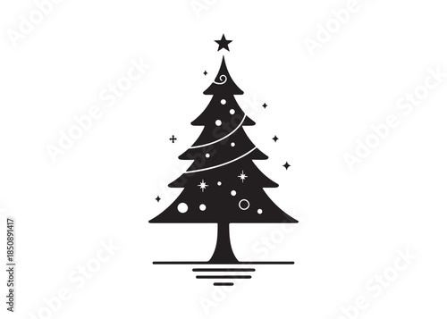christmas tree logo silhouette vector, Pine tree logo icon silhouette, Christmas Tree logo design vector illustration, vector silhouette of a pine tree logo silhouette on white background.