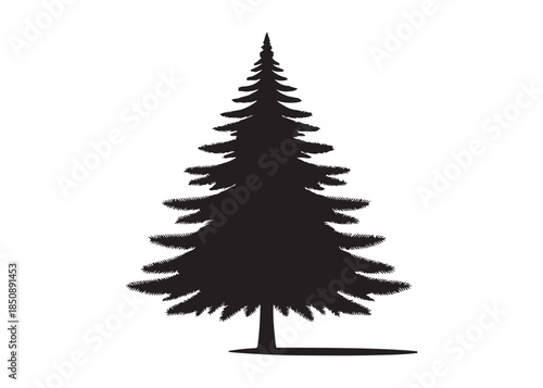 christmas tree logo silhouette vector, Pine tree logo icon silhouette, Christmas Tree logo design vector illustration, vector silhouette of a pine tree logo silhouette on white background.