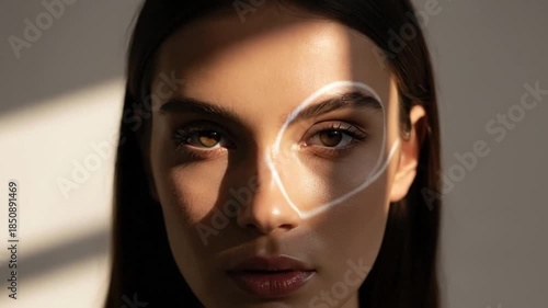 Elegant Beauty Portrait of a Woman with Striking Light and Shadow for Artistic Expression