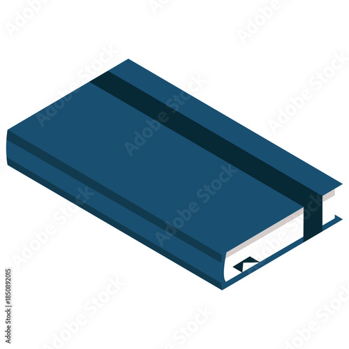 Isometric blue book vector icon in modern flat design. Perfect for education themes, online courses, knowledge symbols, and digital illustration projects.