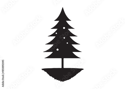christmas tree logo silhouette vector, Pine tree logo icon silhouette, Christmas Tree logo design vector illustration, vector silhouette of a pine tree logo silhouette on white background.