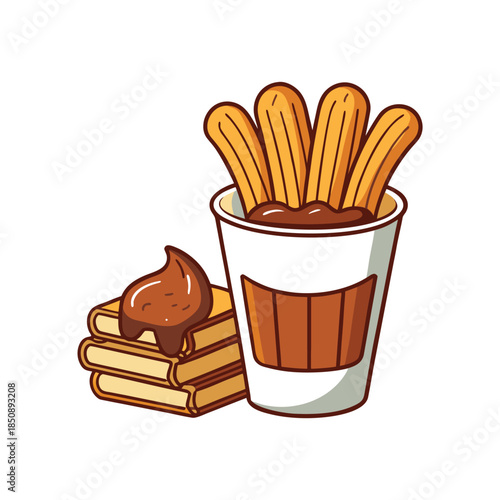 Churros and chocolate dessert