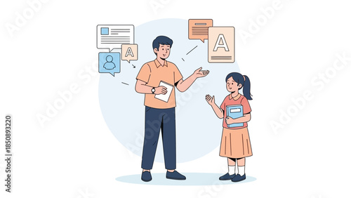 Educational Interaction Between Teacher and Student with Learning Materials and Conversation
