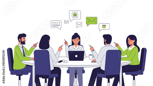 Business Meeting with Team Members Discussing Strategies and Ideas in a Modern Conference Room