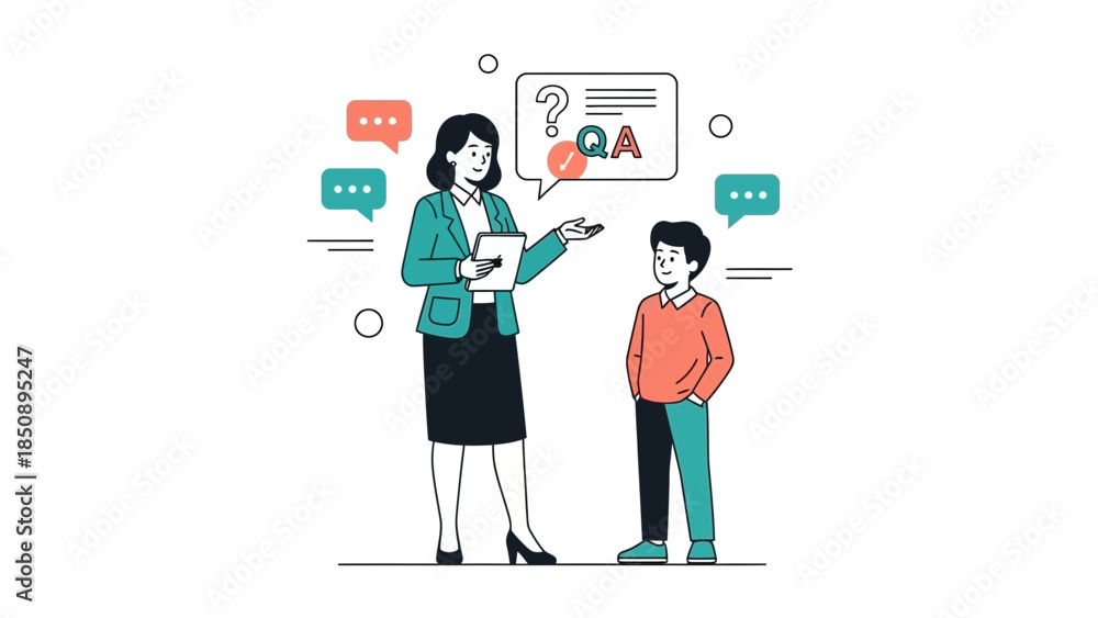 Fototapeta premium Educational Consultation Scene Showing a Teacher and Student Engaged in a Q&A Session