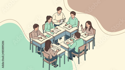 diverse group of students engaging in collaborative learning in a classroom setting