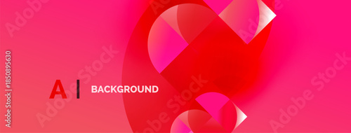 Abstract pink background features overlapping circles. Text reads AI BACKGROUND in white, left aligned. Simple design, modern aesthetic.