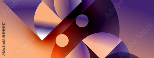 Abstract composition featuring curved shapes, warm colors, gradients. Spheres intersect flowing forms creating dynamic visual effect.