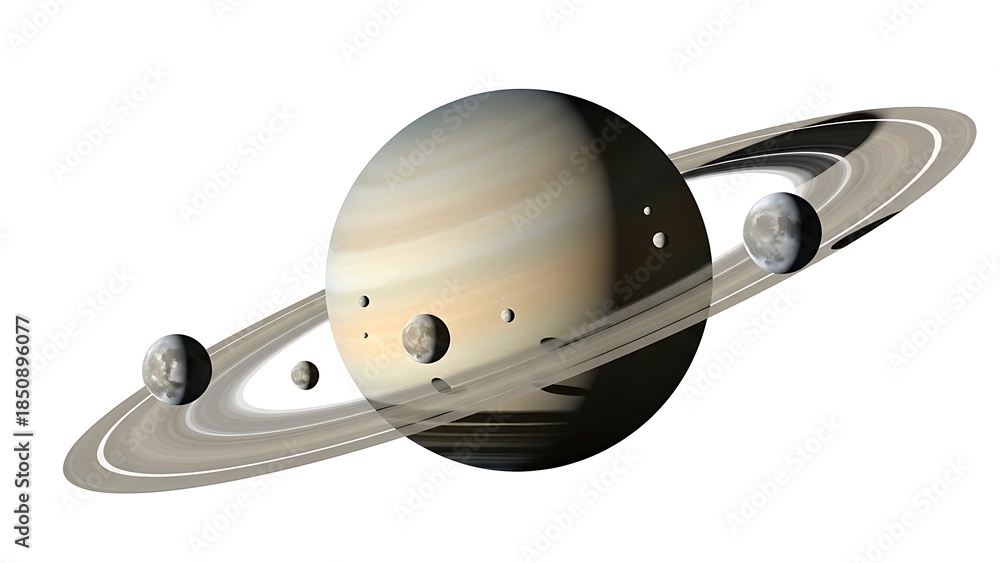 Fototapeta premium Saturn with its rings and moons