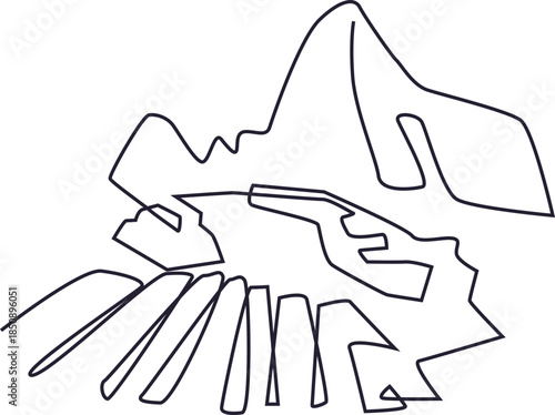 Continuous Line Art of Machu Picchu Peru